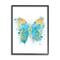 Stupell Industries Abstract Butterfly Turquoise Blue Paint Splatter in Black Frame Wall Art